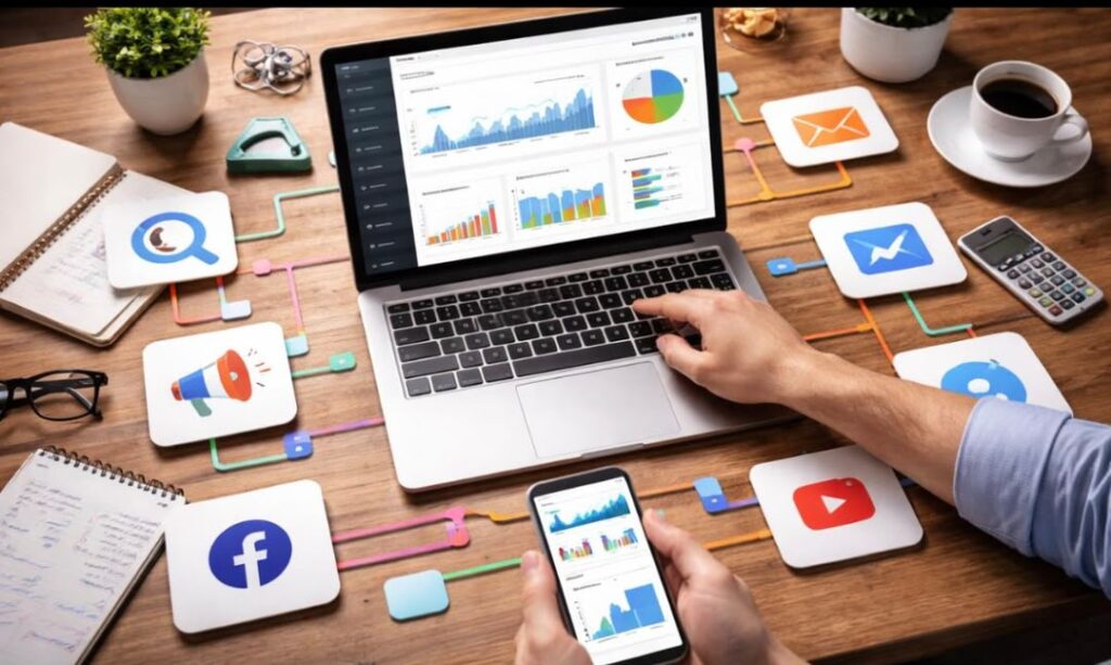Digital marketing strategy with SEO, social media and analytics